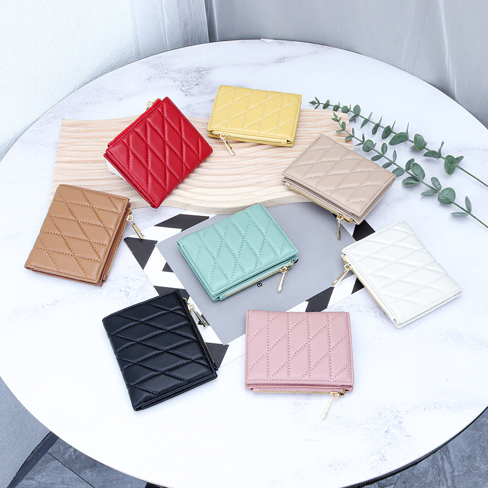 Women's Sheepskin Multiple Slots Fold Genuine Leather Ladies Wallet