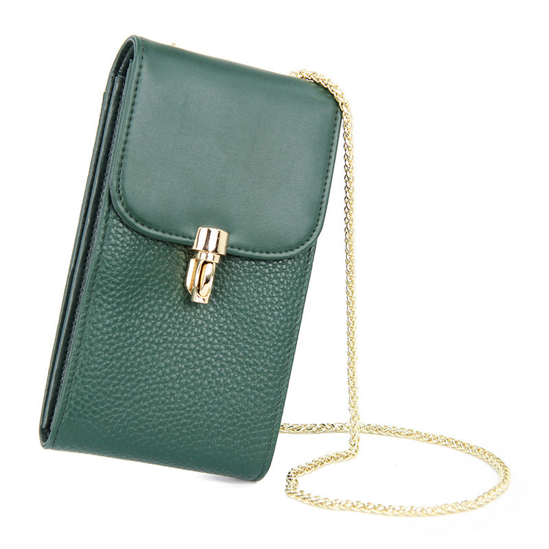 Women's First Layer Leather High Sense Joker Chain Phone Bags