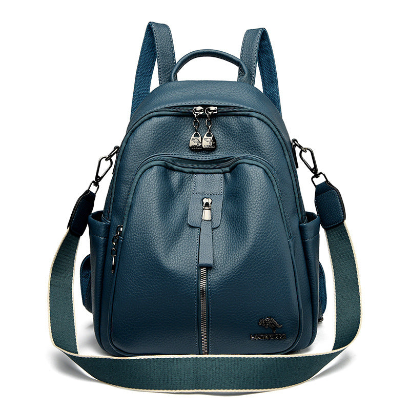 Women's Kangaroo Soft Leather Fashion Mom Large Backpacks