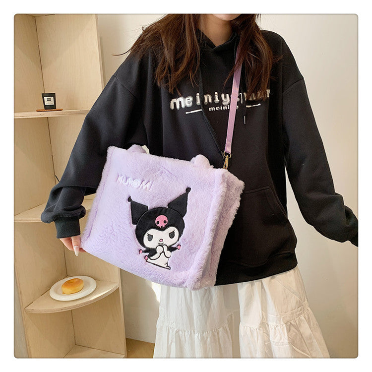 Women's Rabbit Plush For Make-up Cute Automobiles Curtain Cloth Birthday Shoulder Bags