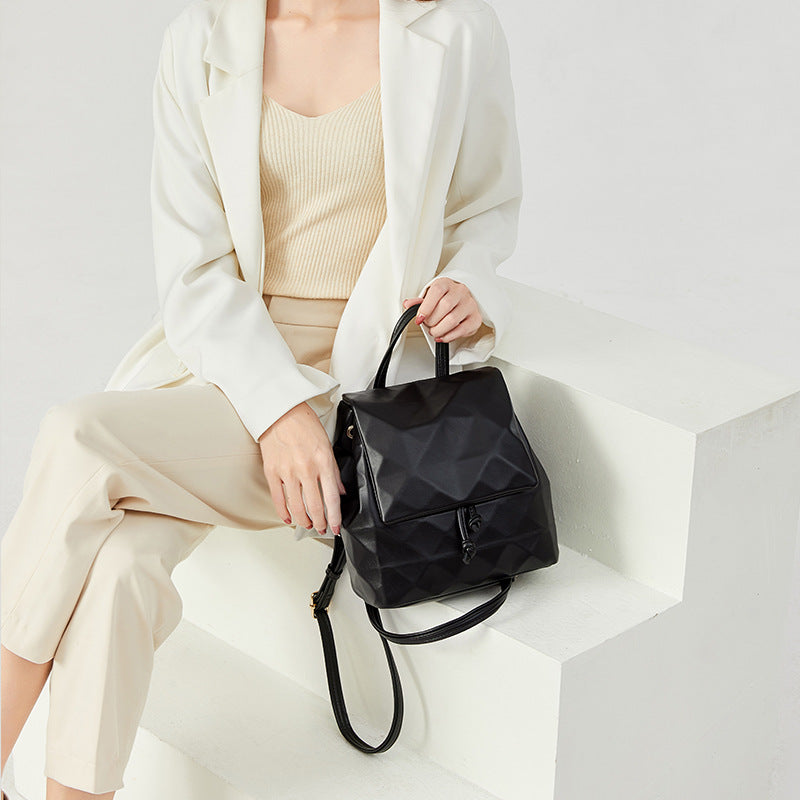 Women's Geometric Rhombus Fashionable Solid Color Drawstring Backpacks