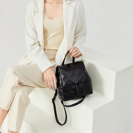 Women's Geometric Rhombus Fashionable Solid Color Drawstring Backpacks