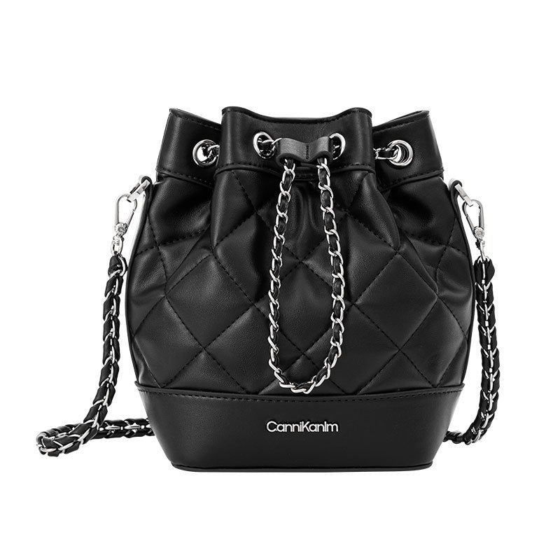 Women's Genuine Leather Advanced Texture Chain Bucket Bags