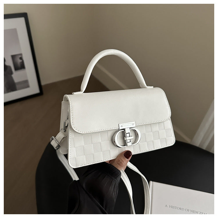 Textured Solid Color Retro Lady Temperament Commuter Women's Shoulder Bag