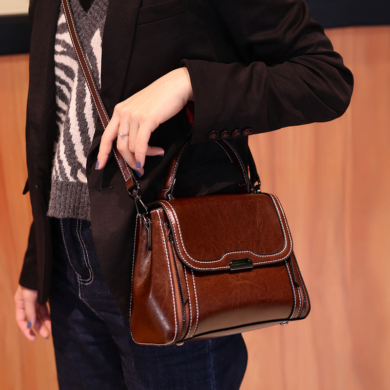 Women's Genuine Leather Fashion Advanced Texture Small Square Bags