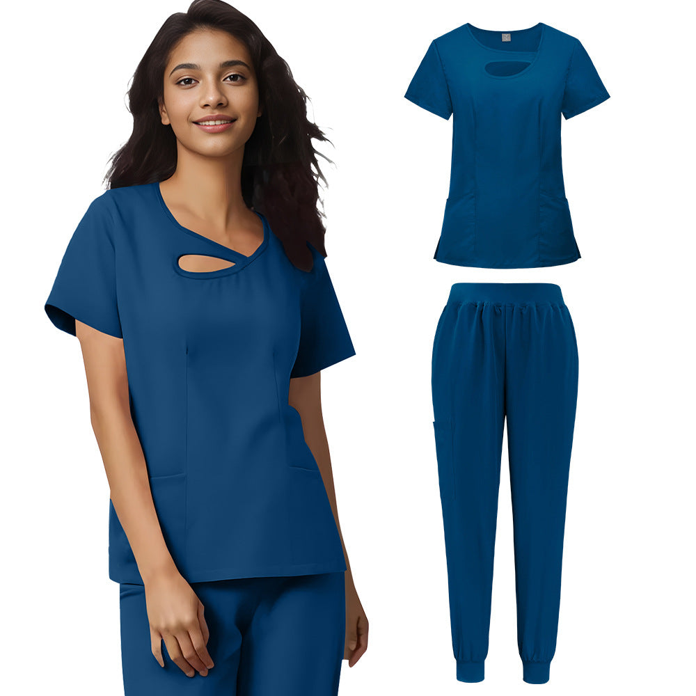 Women's Sexy Cutout Medical Uniforms Solid Color Uniform
