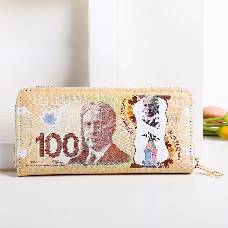Money Pattern Usd Euro Funny Fun Large Capacity Card Holder