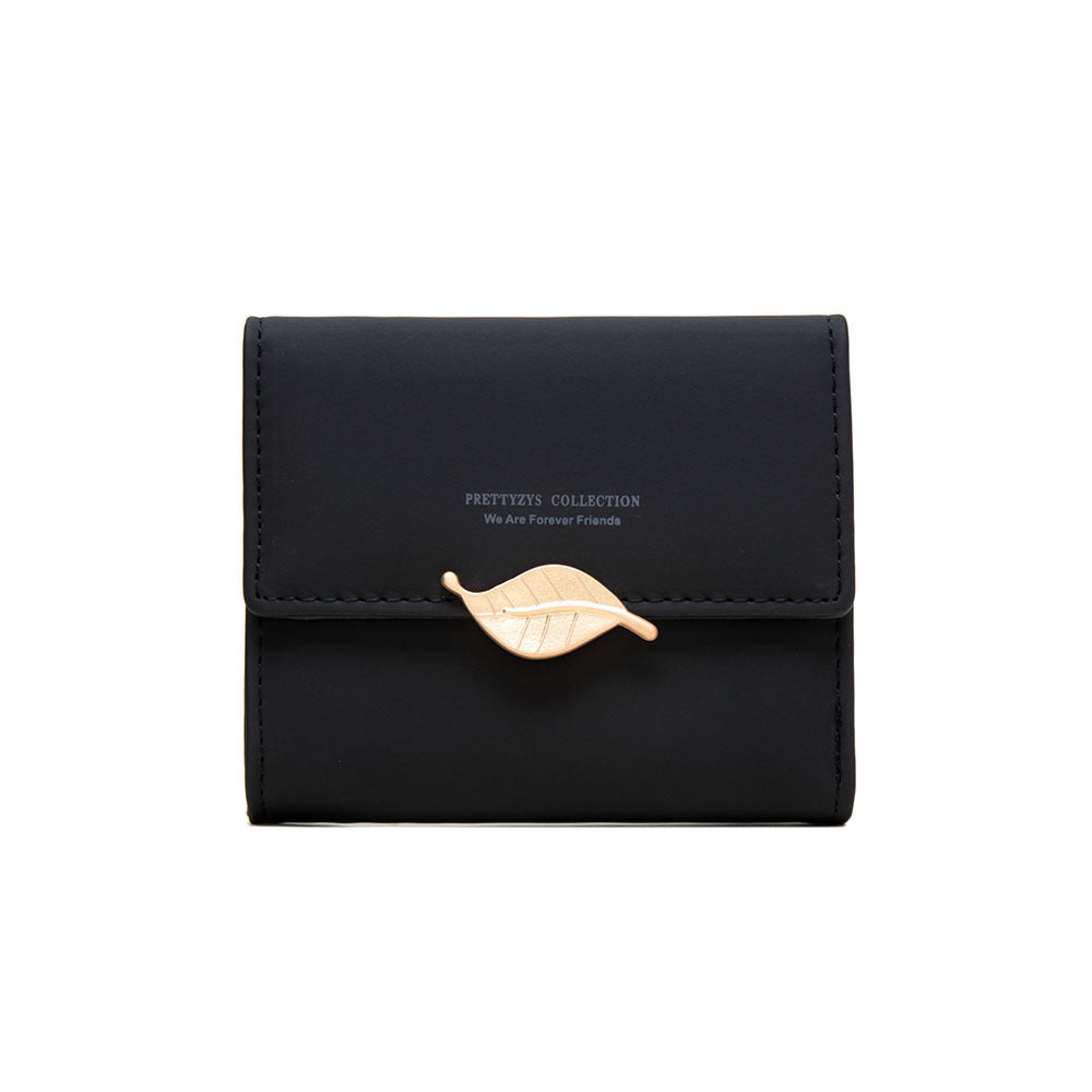 Women's Short Solid Color Korean Style Fresh Three-fold Folding Ladies Wallet