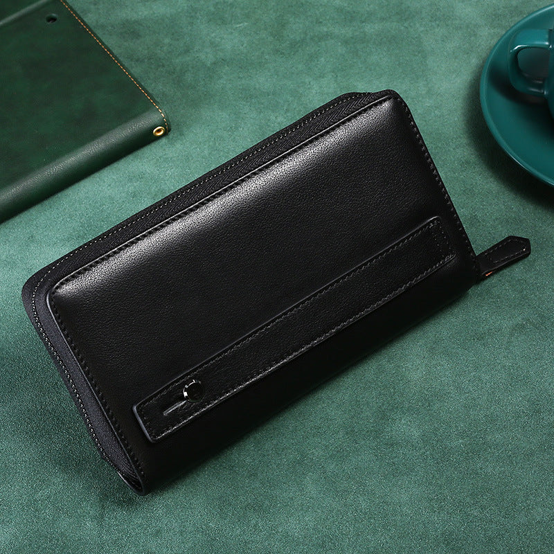 Men's Capacity Genuine Leather Clutch Crazy Horse Cigarette Mobile Men's Handbags