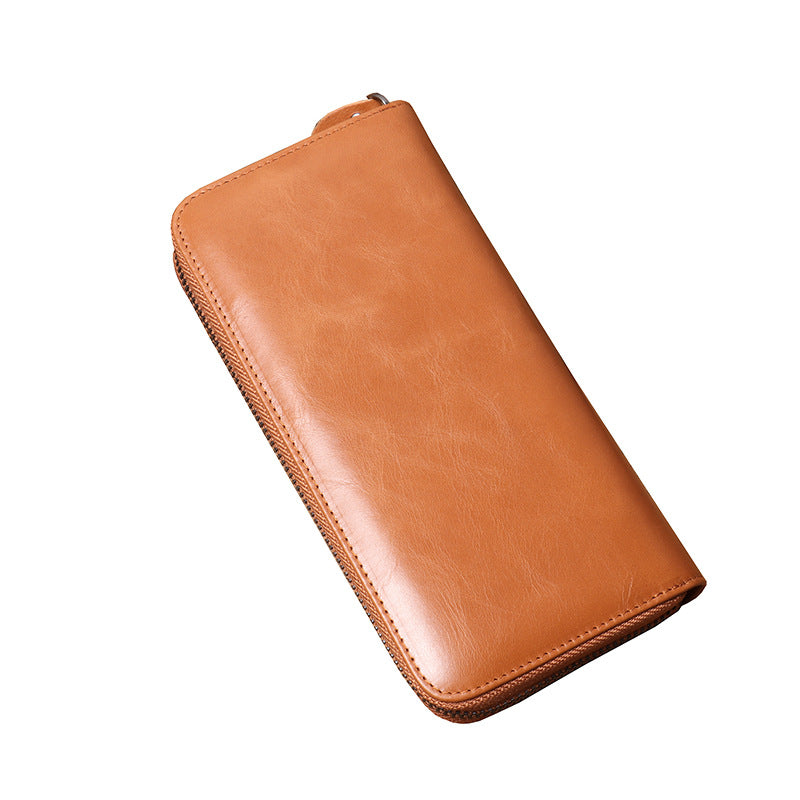 Women's & Men's & Antique Oil Wax Leather Multiple Ladies Wallets