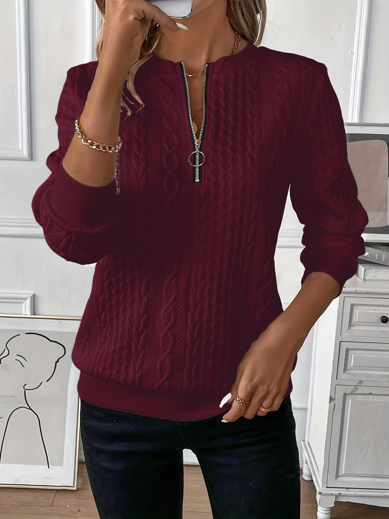 Women's Pretty Hoodie Casual Sweatshirt Zipper Sweaters