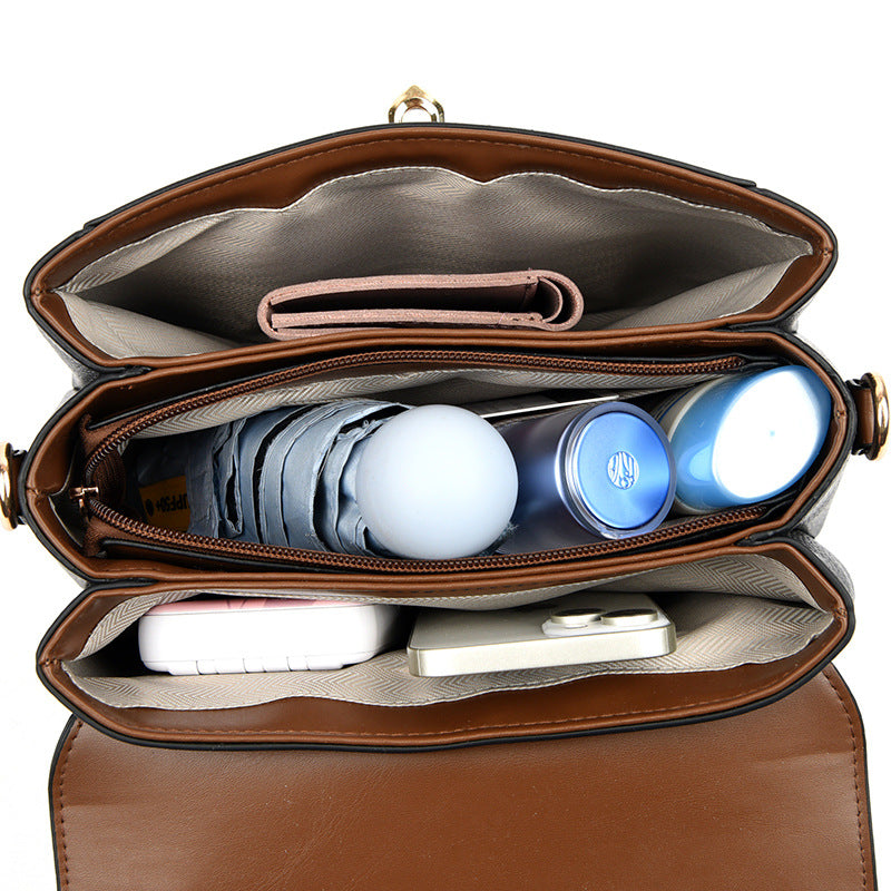 Women's Fashion Contrast Color Trendy Large Capacity Handbags