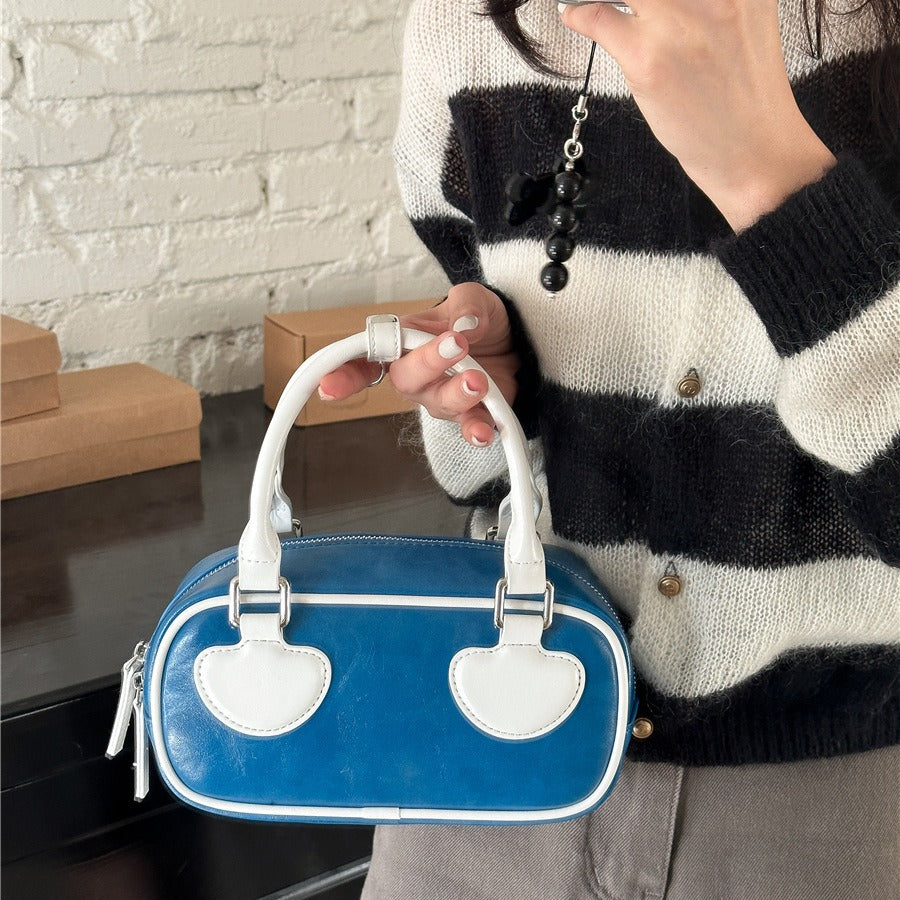 Women's Korean Style Color Contrast Patchwork Mobile Handbags