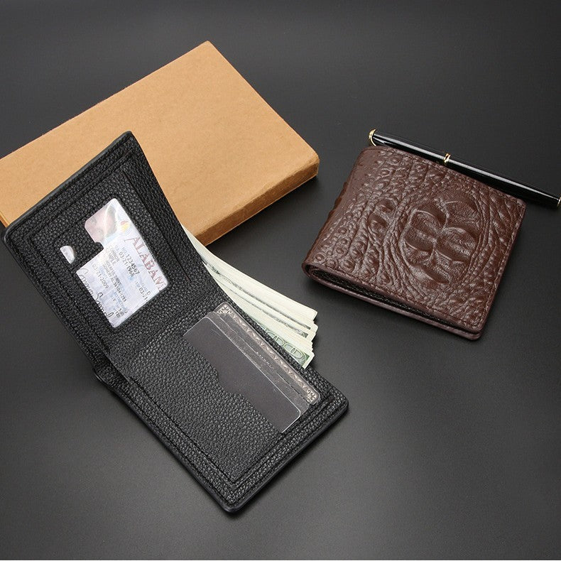 Men's Short Crocodile Pattern Thin Trendy Multiple Men's Wallet