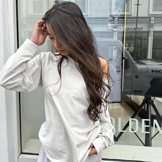Personalized Slant Shoulder Design Loose Slimming Sweaters
