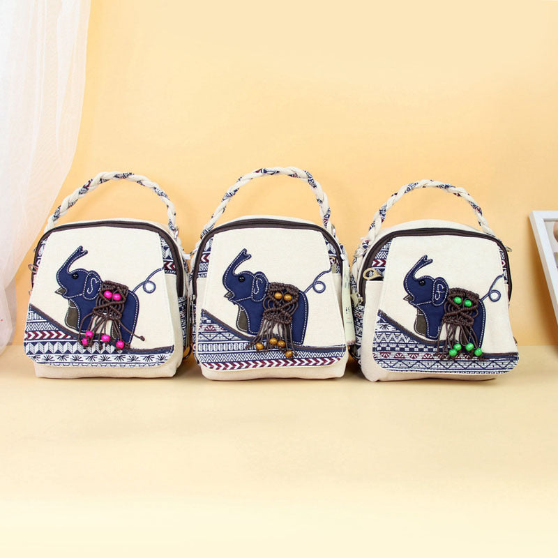 Elephant Ethnic Style Portable Fabric Leisure Crossbody Bags