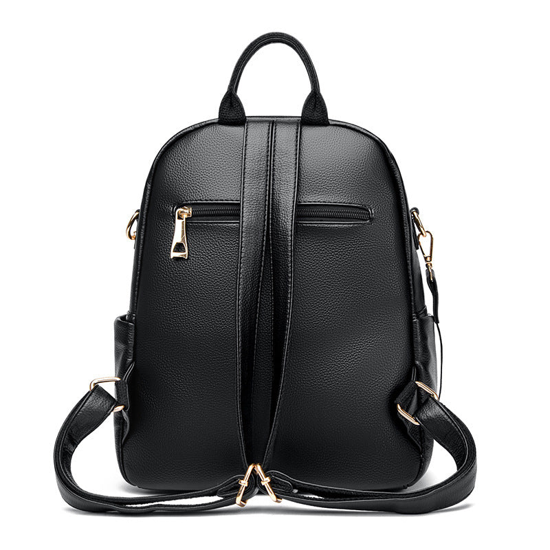 Rhombus Soft Leather Simple Large Capacity Backpacks