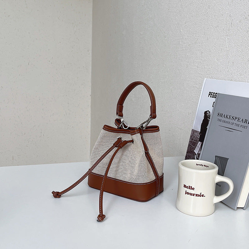 Women's Korean Style Canvas Artistic Stitching Design Crossbody Bags