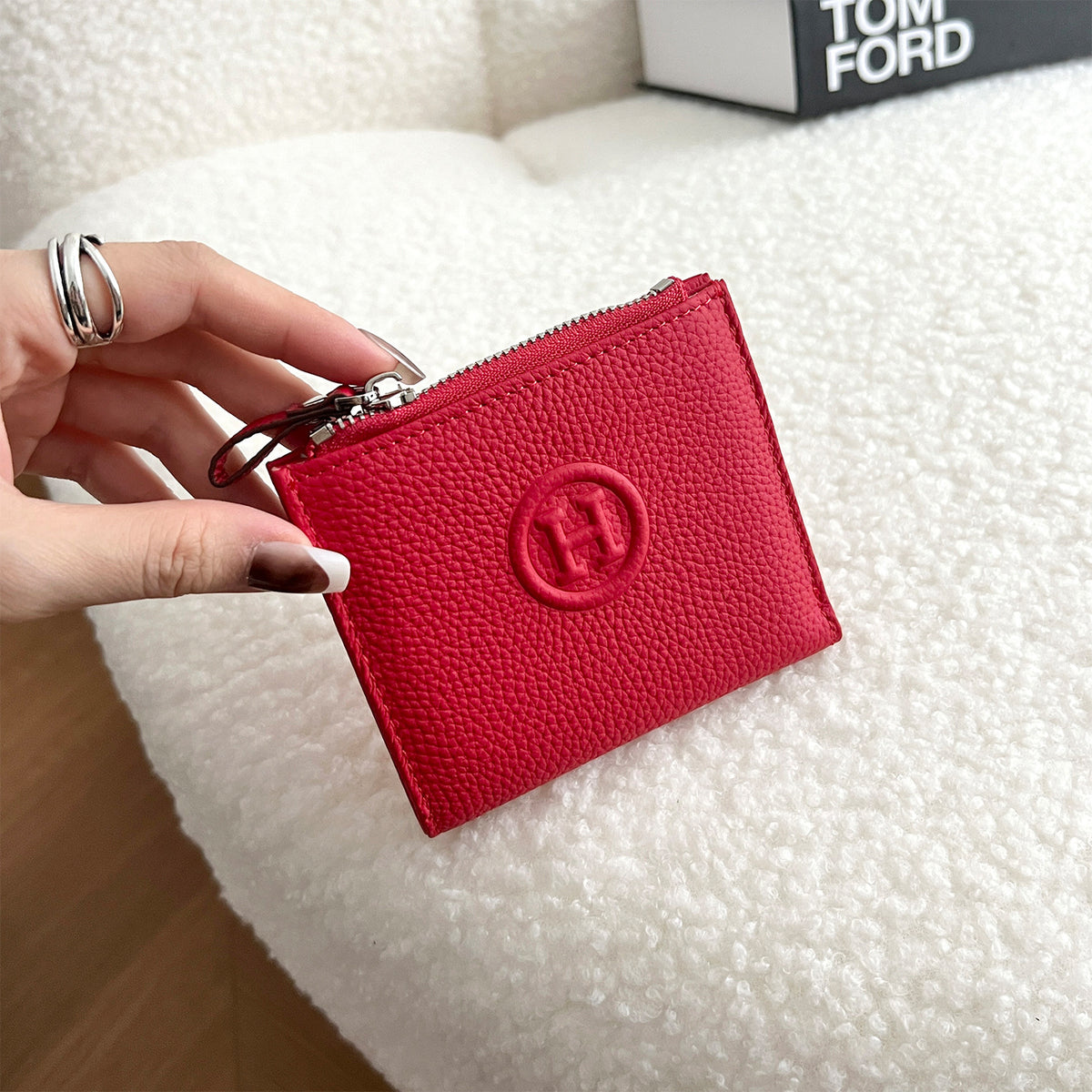 Women's Cowhide Short Half Fold Multiple Slots Ladies Wallet