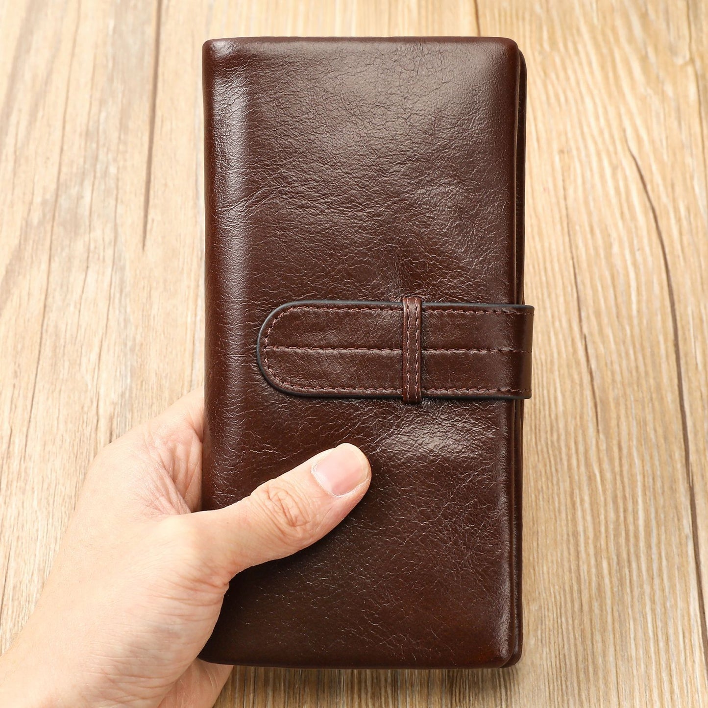 Men's Leather Long 2 Fold First Layer Men's Wallets