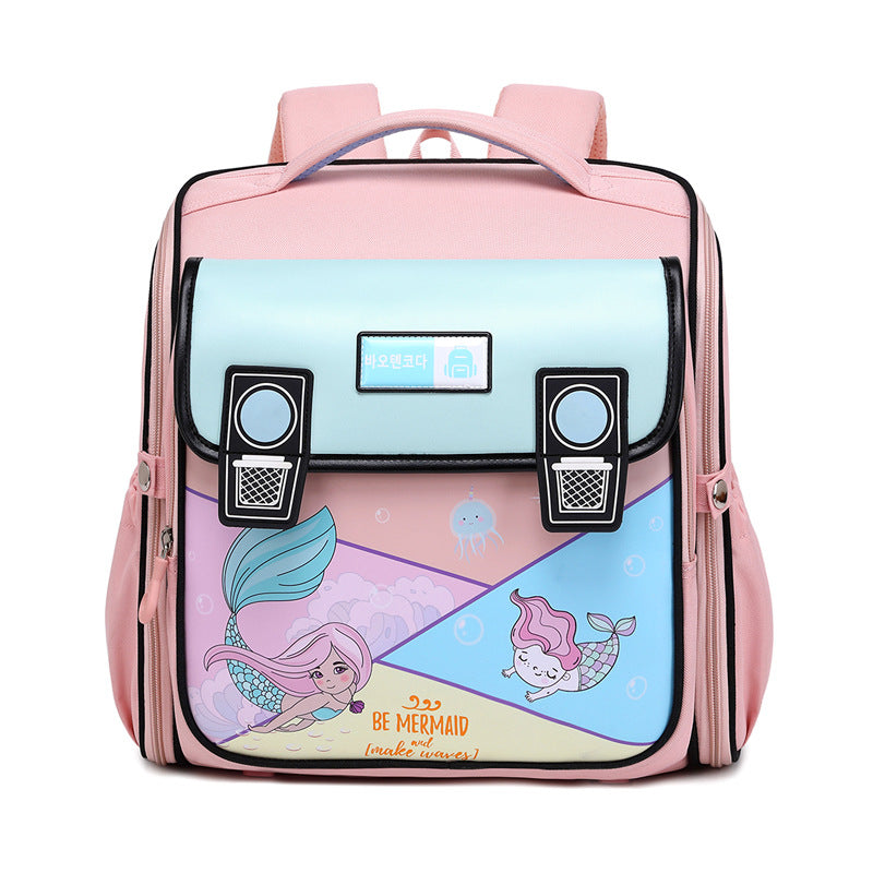 Children's Cartoon Fashion Primary Horizontal One-piece Burden Relief Spine Elementary School Students' Schoolbags