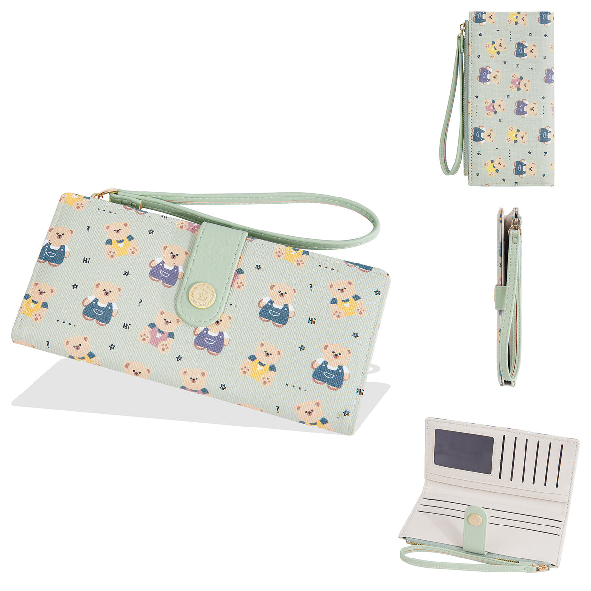 Women's Korean Cute Bear Multi Slots Thin Ladies Wallet