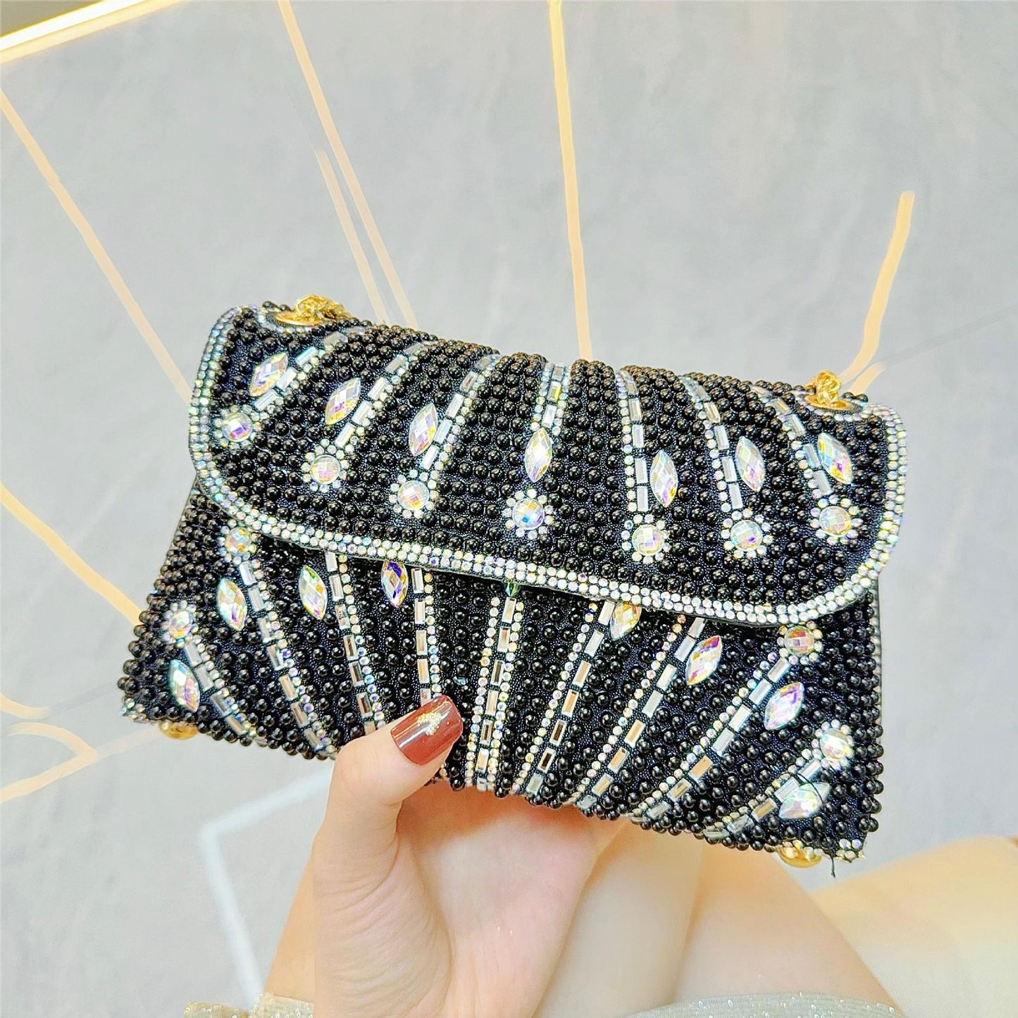 Handmade Pearl Underarm Banquet Rhinestone Clutch Bags