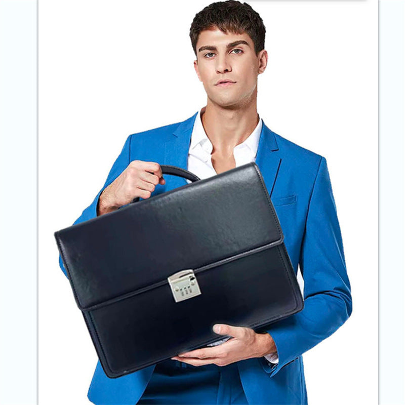 Men's Computer Cowhide Password Genuine Leather Men's Briefcases