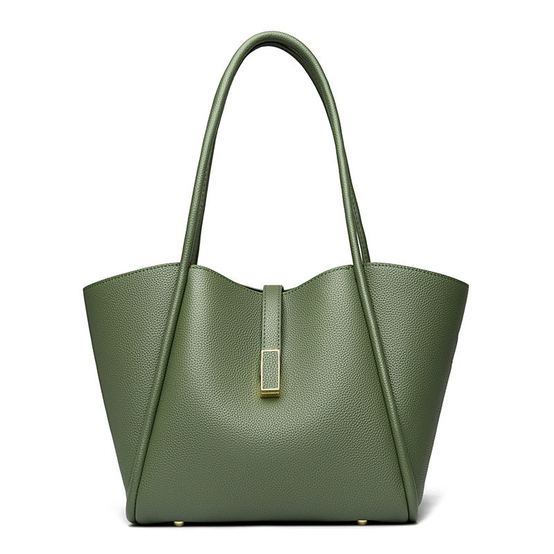 Women's Simple Large Capacity Totes Trendy Leather Shoulder Bags