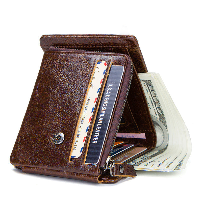 Men's Black Angel Retro Crazy Horse Leather Men's Wallets