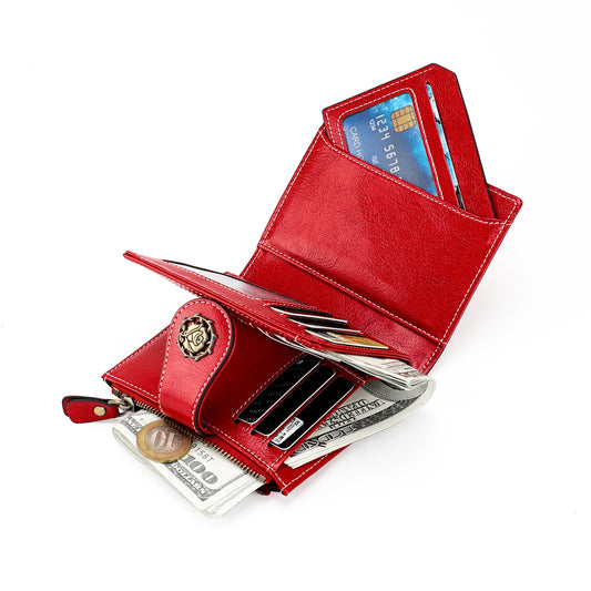 Women's Style Leather Cowhide High-grade Short Ladies Wallets