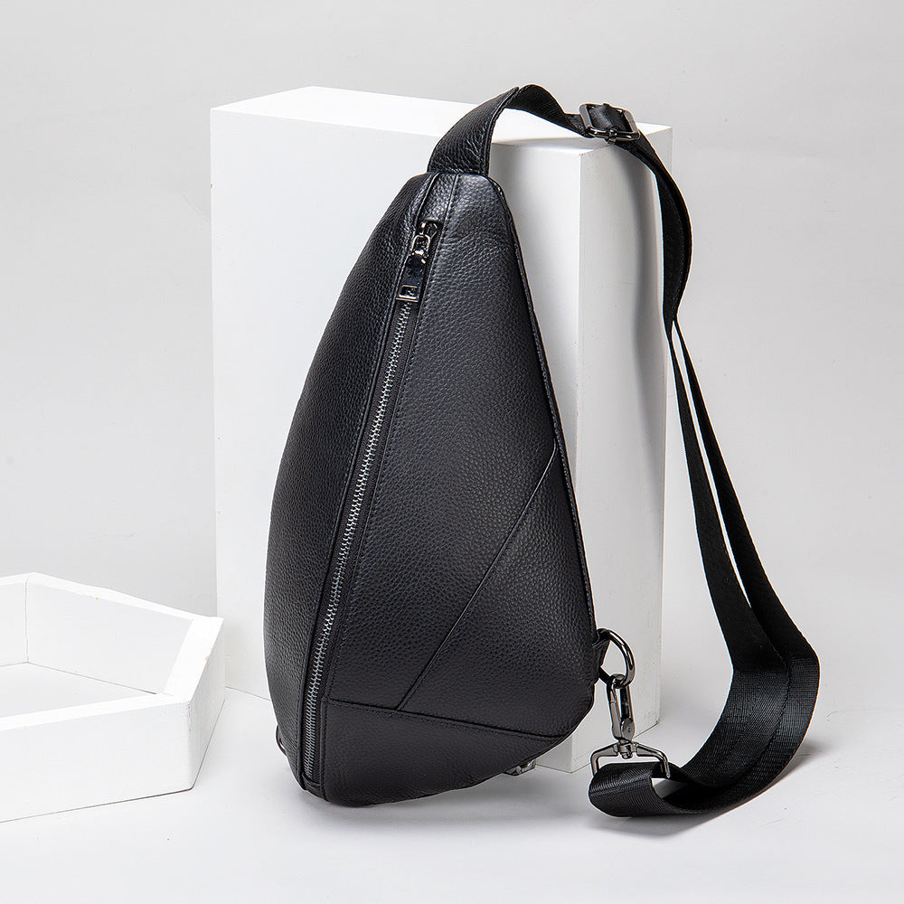Men's Leather First Layer Trendy Large Capacity Men's Chest Bags