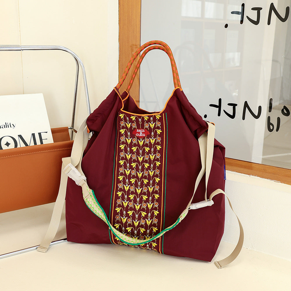 Thousand Needle Environmental Protection Waterproof Nylon Embroidery Fashion Large Capacity Women's Handbag