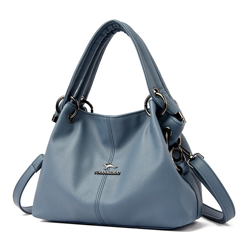 Women's Luxury Soft Leather Retro Solid Color Tote Bags