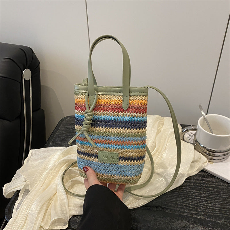 Women's Straw Woven Trendy Unique Fashionable Stylish Color Small Square Bags