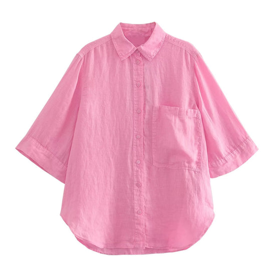 Women's For With Pocket Linen Shirt Casual Suits