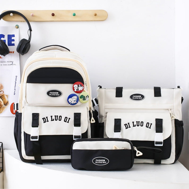 Three-piece Female Junior High Simple Primary Elementary School Students' Schoolbags