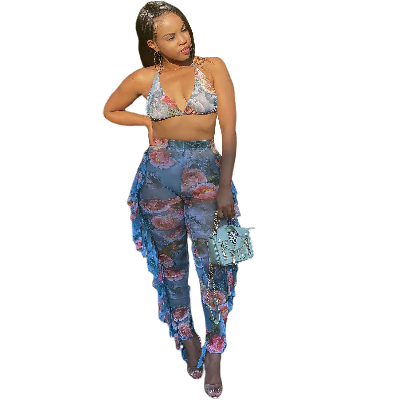 Women's Summer Hollow Bikini Flounced Two-piece Set Suits