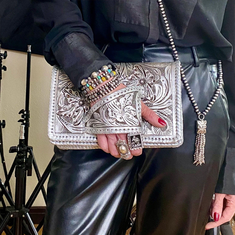 Dance Western Style Retro Embossed Large Capacity Women's Handbag