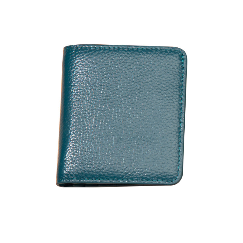 Genuine Leather Swiping Short Multiple Slots Ladies Wallet