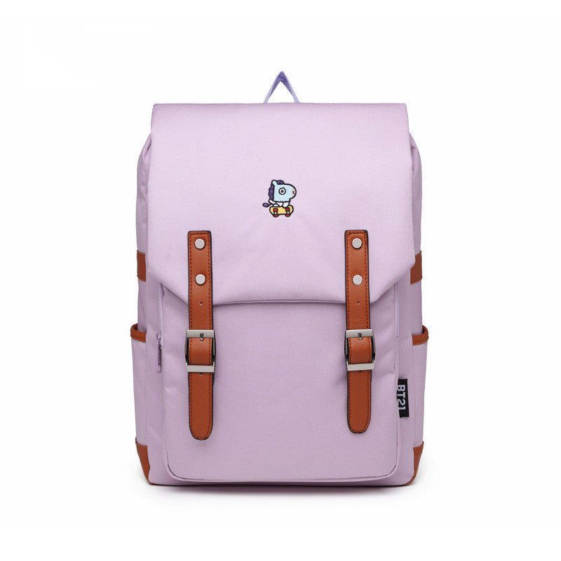 Korean Style Solid Color Retro Computer Backpacks