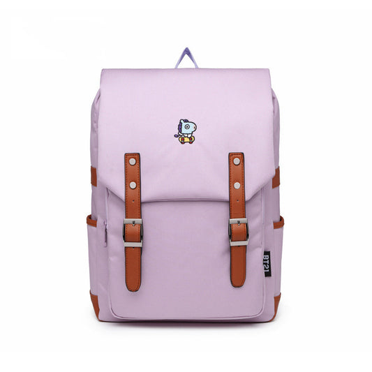 Korean Style Solid Color Retro Computer Backpacks
