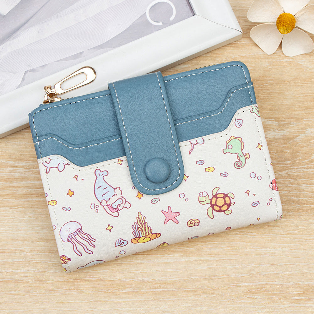 Attractive Style Cute Cartoon Short Zipper Coin Purses