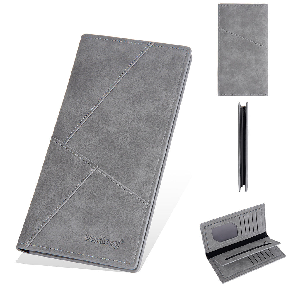 Men's Fashion Long Frosted Open Multiple Slots Large Capacity Men's Wallet