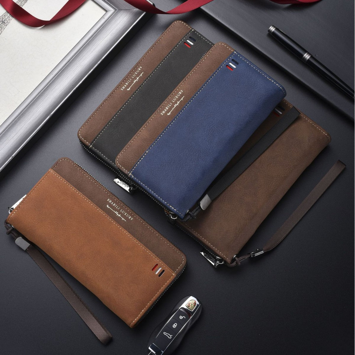 Men's Long Zipper Multiple Slots Large Capacity Mobile Men's Wallet