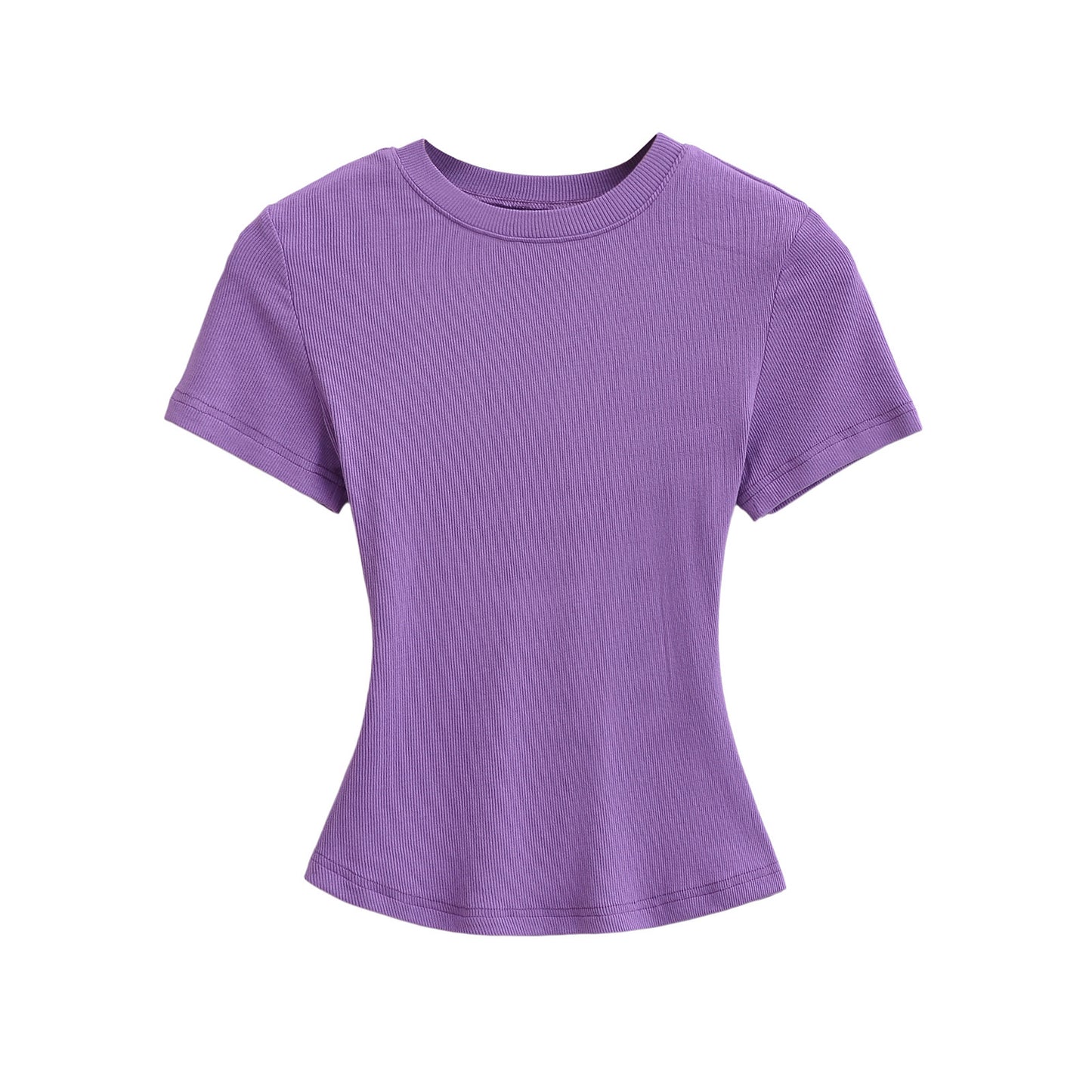 Women's Stretch Round Neck Thread T-shirt Summer High Waist Tight Blouses