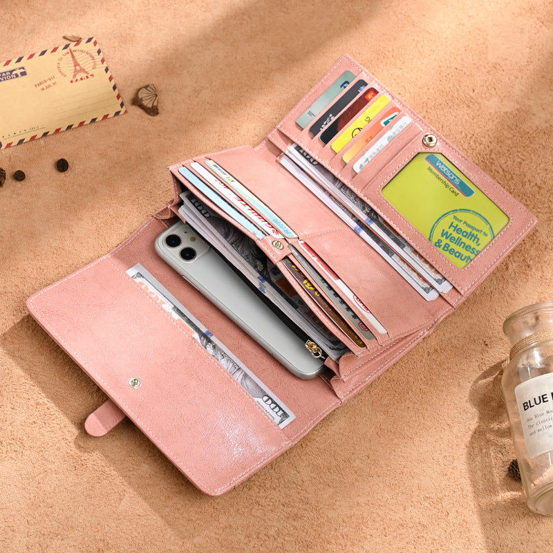 Women's Oil Wax Skin Large Capacity Multiple Slots Genuine Leather Bags