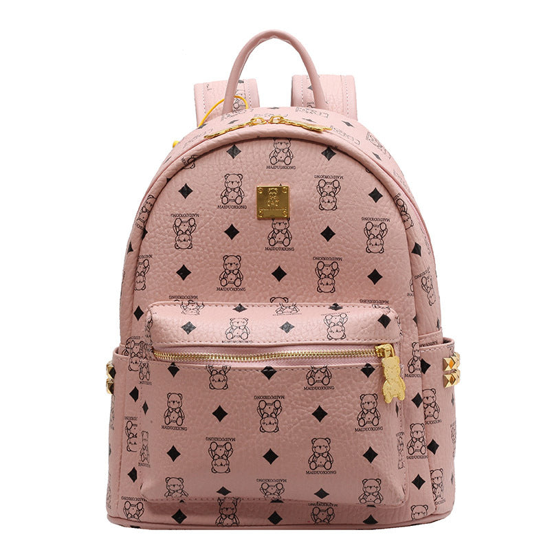 Women's Elegant Printed Bear Trend Versatile Backpacks