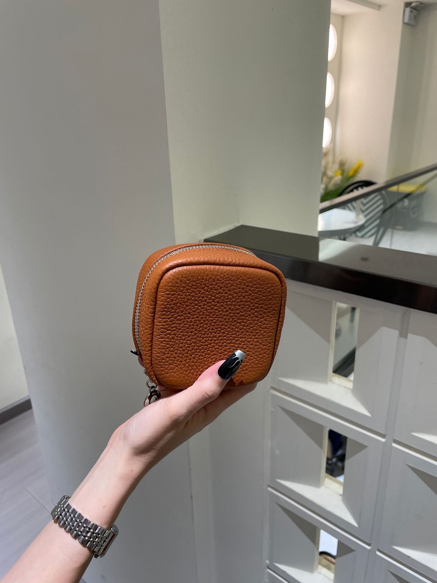 Top Layer Cowhide Halter Mini Storage Small Square Bags