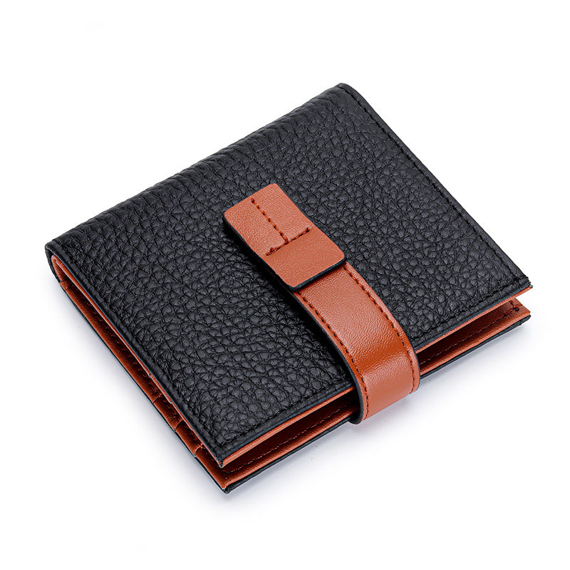 Women's Leather Short Blue Thin Simple Design Ladies Wallets